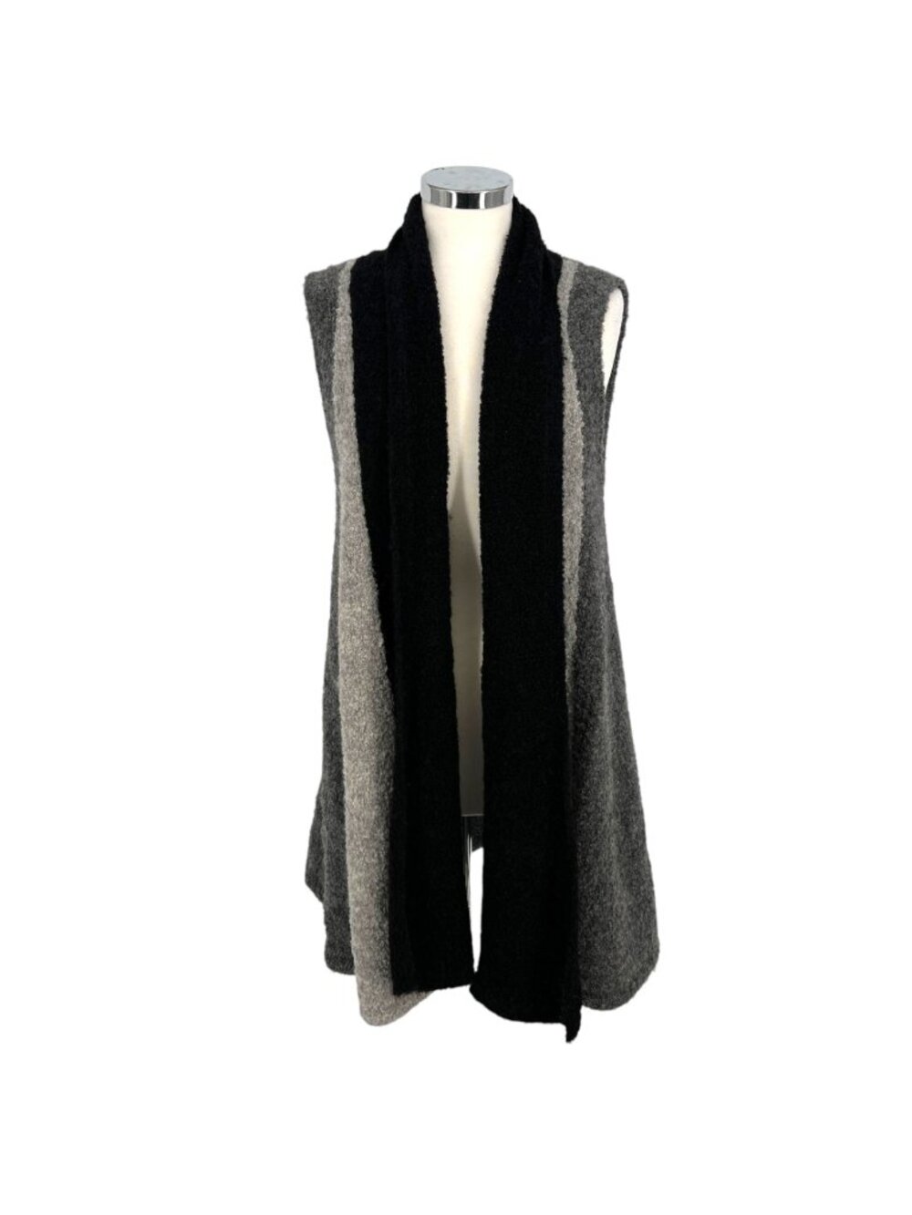 The Alpaca Guy Lounge Duster Sleeveless Vest Gray Black One Size Quiet Luxury